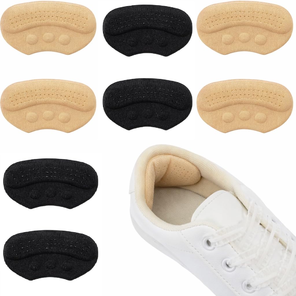 MEBISO Heel Pads for Shoes That Are Too Big, Non-Slip Heel Grips with Cushioned Inserts, Prevent Blisters & Heel Slippage, Fits Men & Women (2, BEIGE+BLACK, NEW ROUND HEEL)-image-11