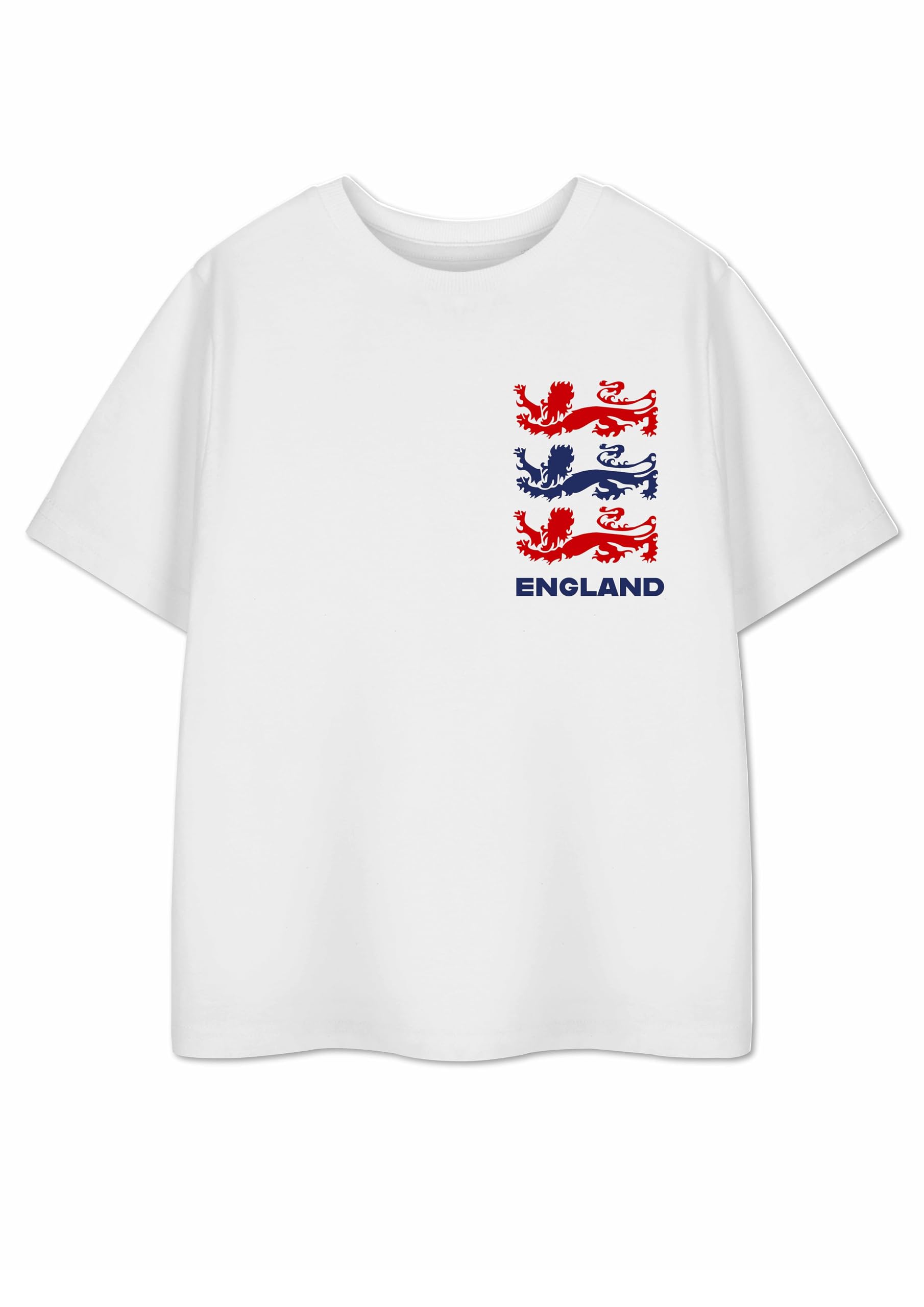 Show Me The Merch Kids White Graphic Tee | England Football T-Shirt with Bold Print | Short Sleeve Football Top | International Tournament Merchandise - 7-8 Years