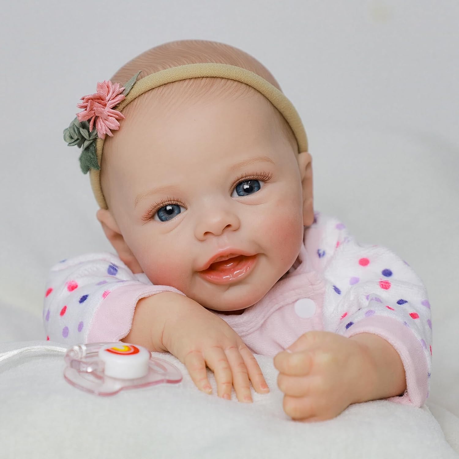 SCOM Realistic Reborn Baby Dolls - 18 Inch Real Life Doll Girls, Lifelike Baby with Soft Vinyl Body, Newborn Toddler with Accessories for Kids Age 3+ Gift