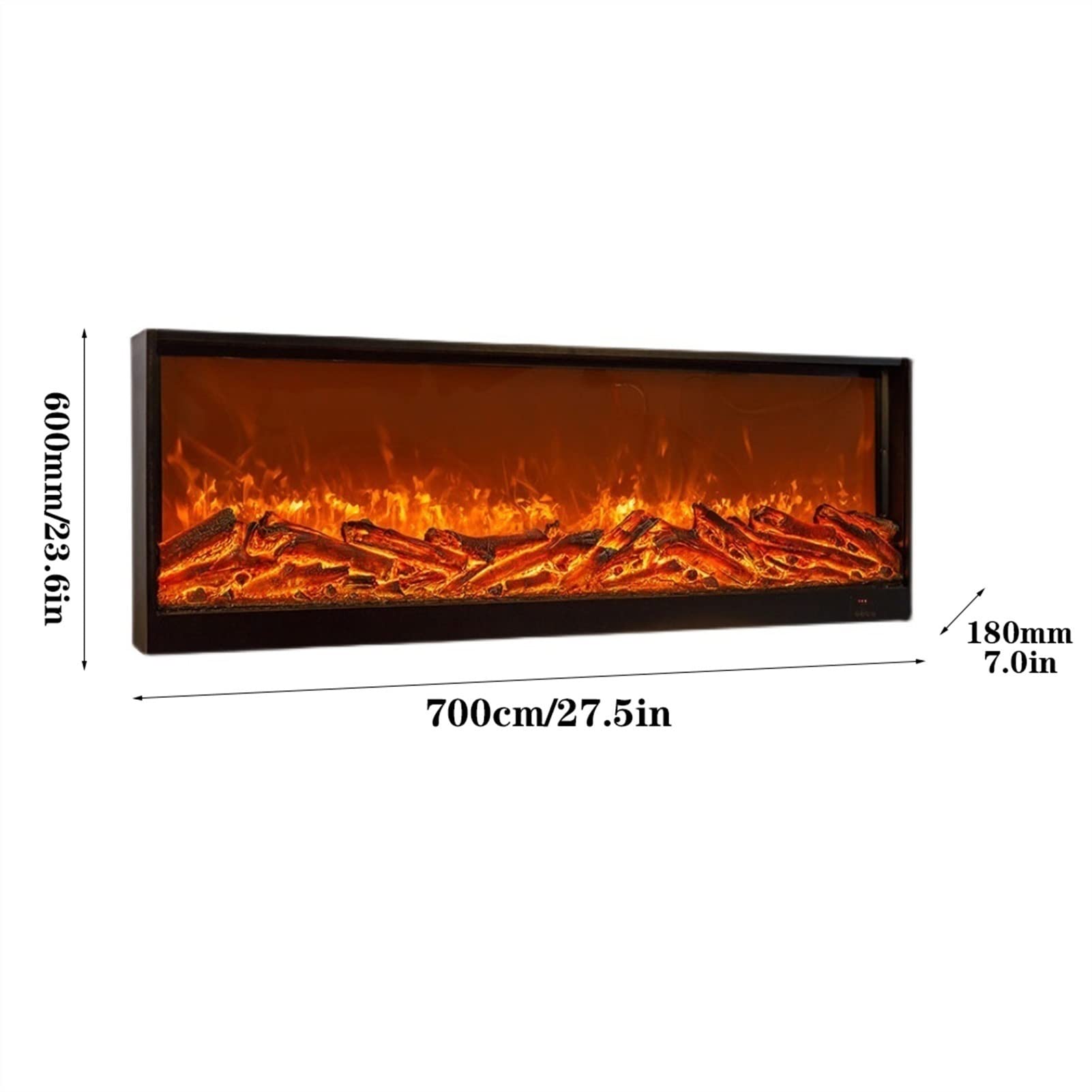 Kominek elektryczny, kominek elektryczny, dekoracyjny kominek z realistycznym ogniem 3D, dotykowy panel sterowania, grzejnik kominkowy (700 mm)