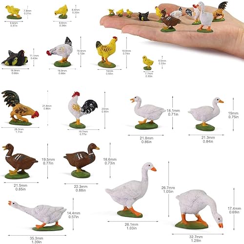 Miniatura 4 de 30pcs O Gauge Farm Animal 1:43 Escala Pintada Pollo Pato Ganso PVC Modelo Tren Diseño AN4304-30-AMUS