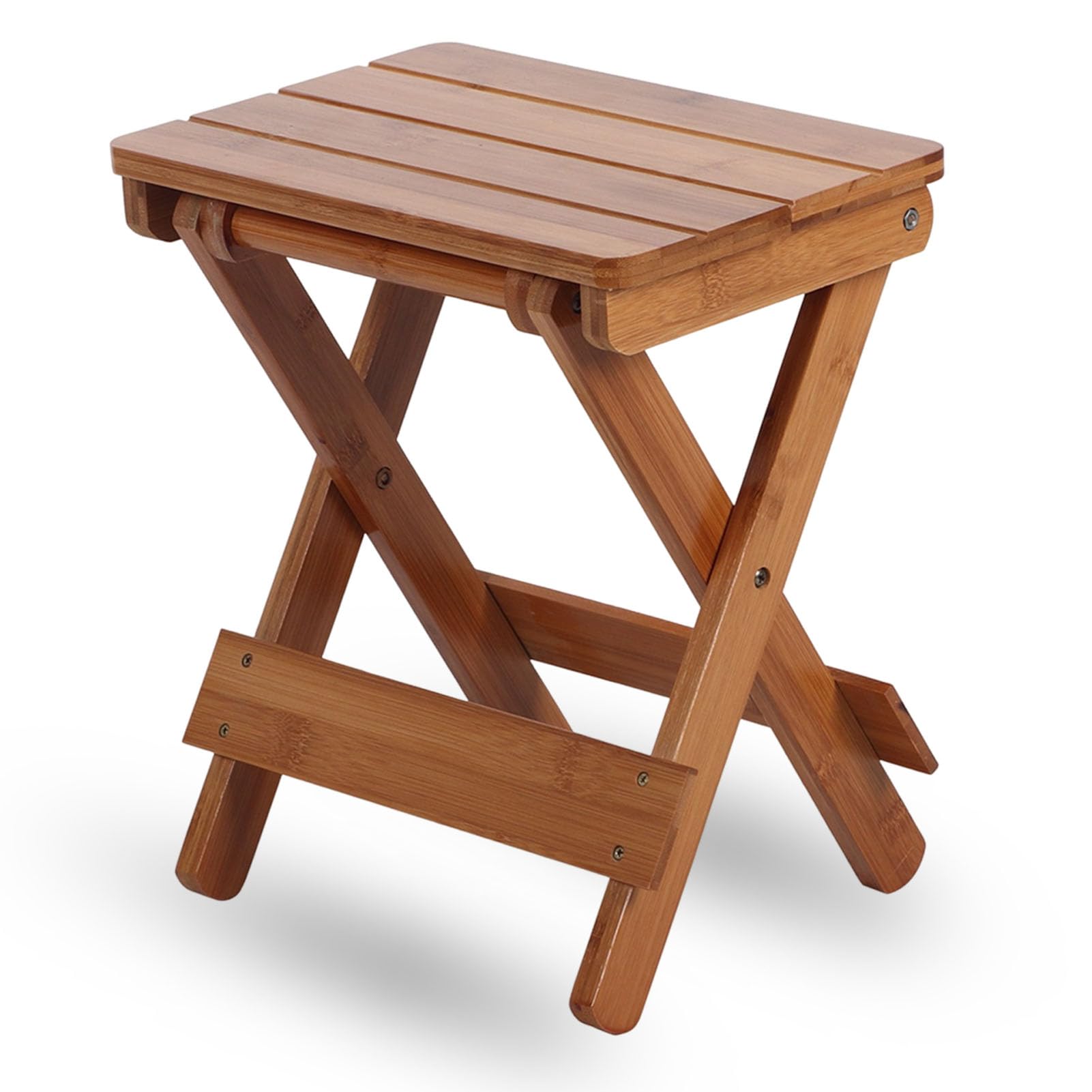 Natudeco Foldable Bamboo Stoo l Outdoor Camping Stoo l Fishing Chair Stoo l Bamboo Step Stoo l Wood Stoo l Folding Wood Chair for Living Room Bathroom Bedroom Garden Study Balcony (2 Pcs)