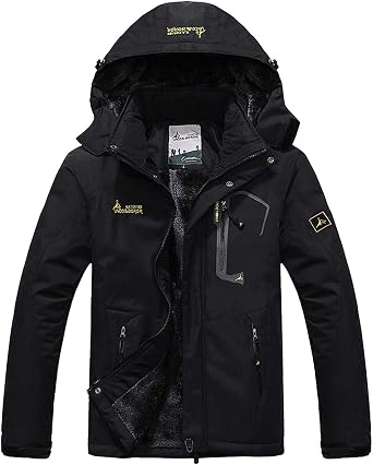donhobo Womens Waterproof Jacket,Winter Hiking Warm Fleece Coat with Hood | Waterproof,Windproof Warm,Detachable Hood,Zipper Pockets,Ideal for Snow Sports Winter Outdoor Daily commute