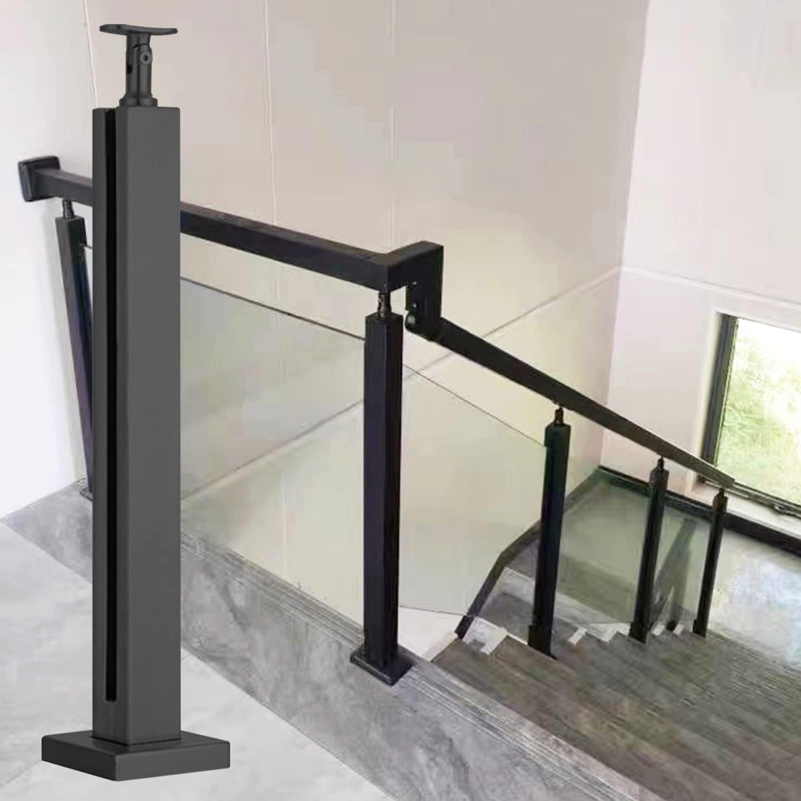 Poteau de garde-corps en verre noir pour escalier extérieur et balcon