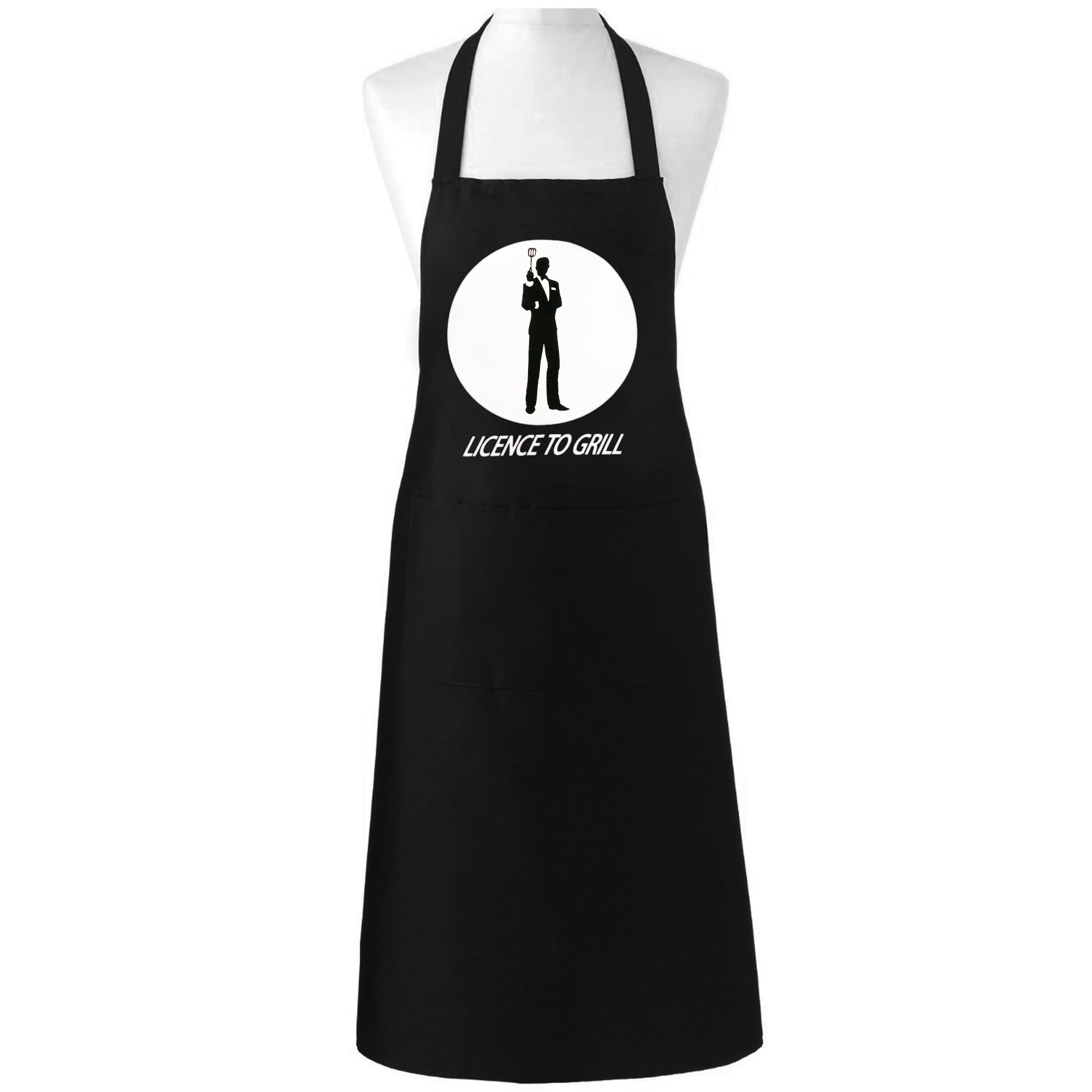 Myshoestore Black James Bond 007 Cooking Novelty Aprons Printed *Free U.k Post * "Licensed To Grill" James Bond Apron Bbq Apron Overall