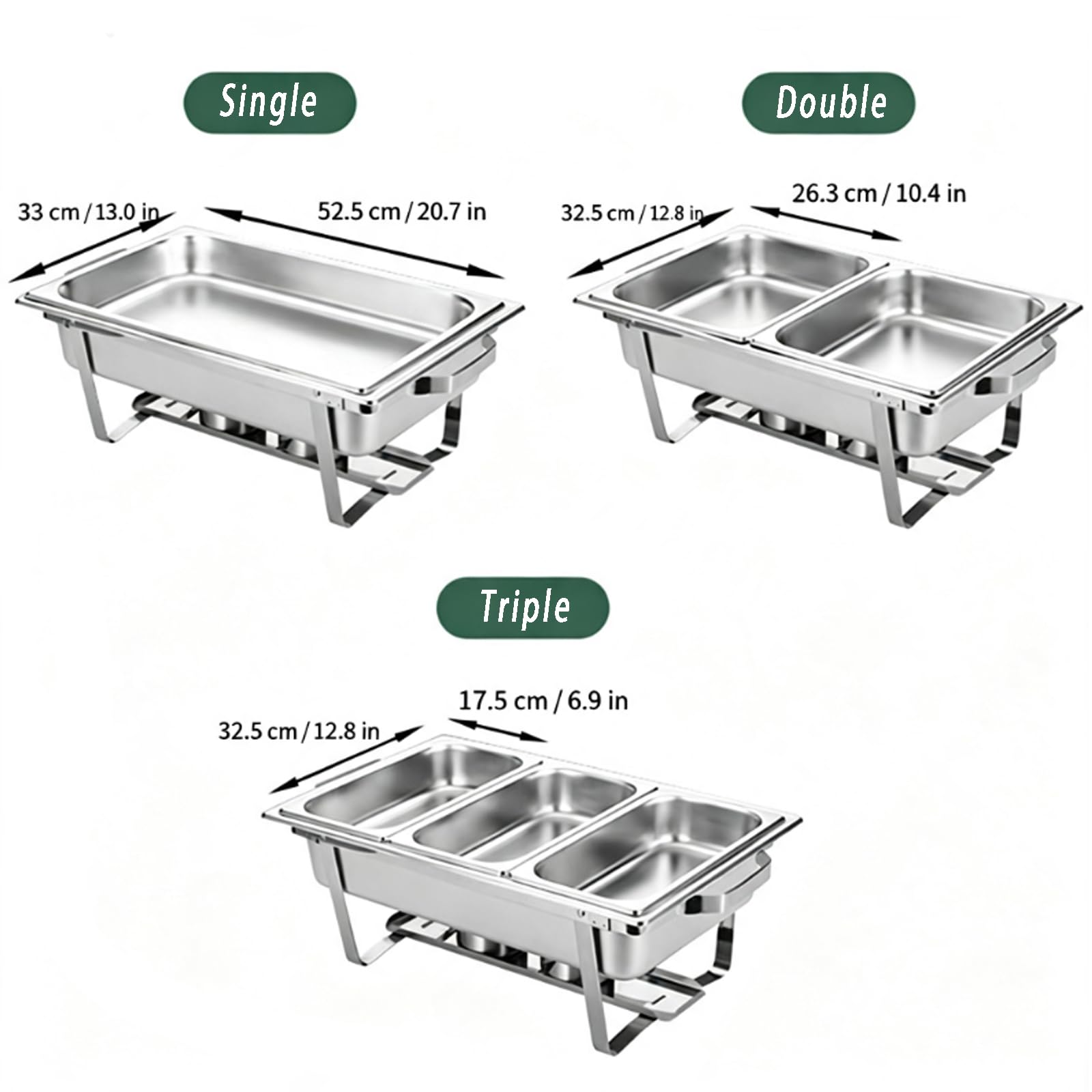 Calentador de Alimentos Bufé, Servidor de Calentador Buffet | Chafing Dish de Acero Inoxidable para Buffet con Pinzas y Cucharas para Fiestas, Catering, Banquetes