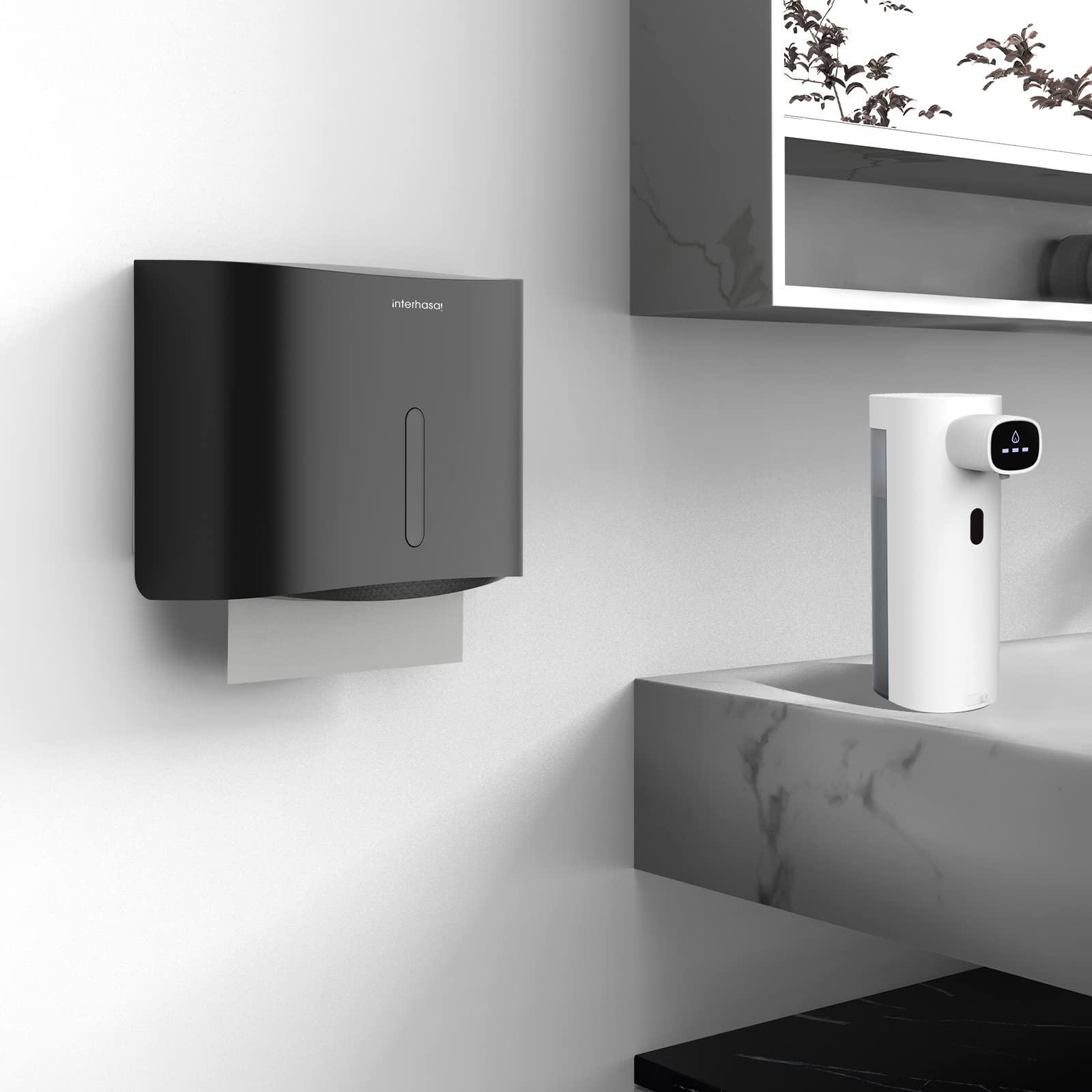 interhasa! Dispenser di asciugamani di carta commerciale da parete, dispenser di asciugamani di grande capacità, porta asciugamani di carta pieghevole a C (nero)