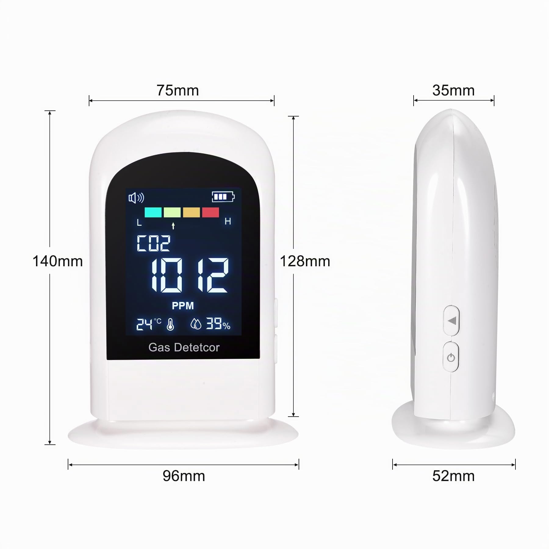 CO2 Messgerät mit akustischem Alarm, iMeistek Upgrade CO2 Melder mit NDIR Sensor 400-5000PPM, Kohlendioxid Melder-Messgerät, Temperatur, Luftfeuchtigkeit, wiederaufladbare Batterie betrieben