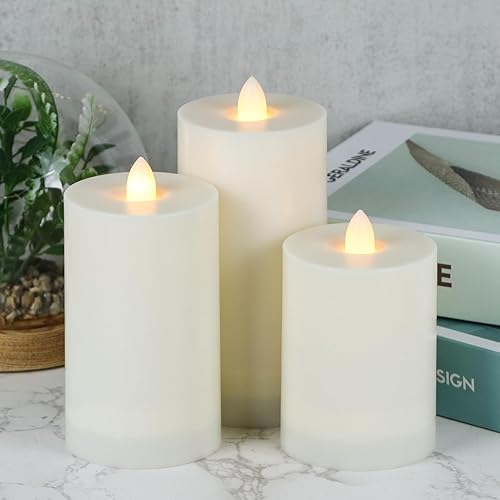 Miniatura 2 de DRomance Velas sin llama impermeables para exteriores con control remoto de 10 teclas y temporizador, funciona con pilas, velas LED planas blancas