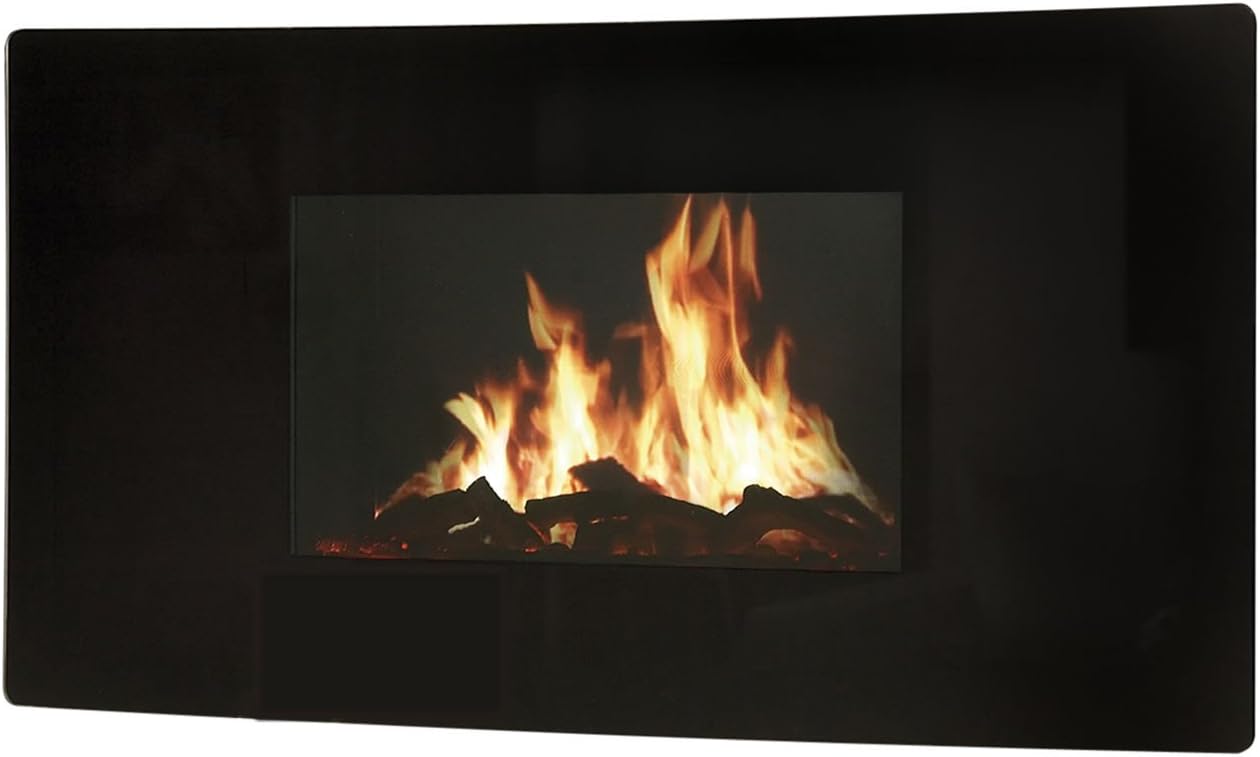 Celsi Electric Fire - LCD Curved - Wall Mounted Fireplace, 2 Heat Settings