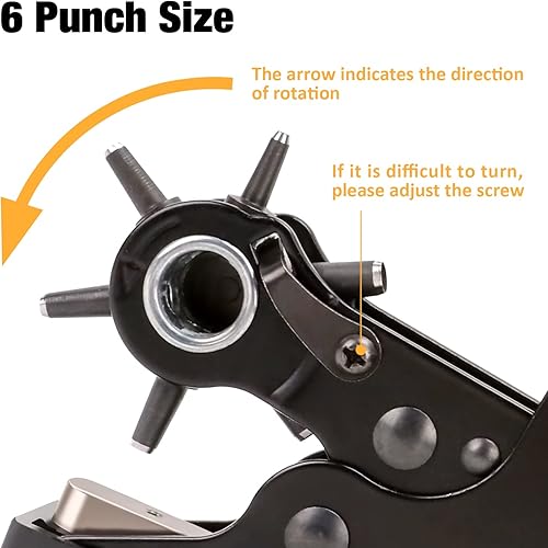 Miniatura 6 de KingTool Juego de perforadores de cuero de escritorio, perforador giratorio súper resistente, herramienta para hacer varios tamaños de agujeros