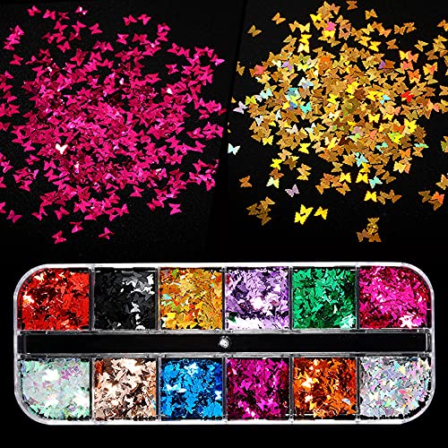WUYOO Glitter Holographischer Pailletten Nagel Glitter Pailletten Nagel Dekoration Glitzer für Nägel für Nagelkunst… – Bild 4