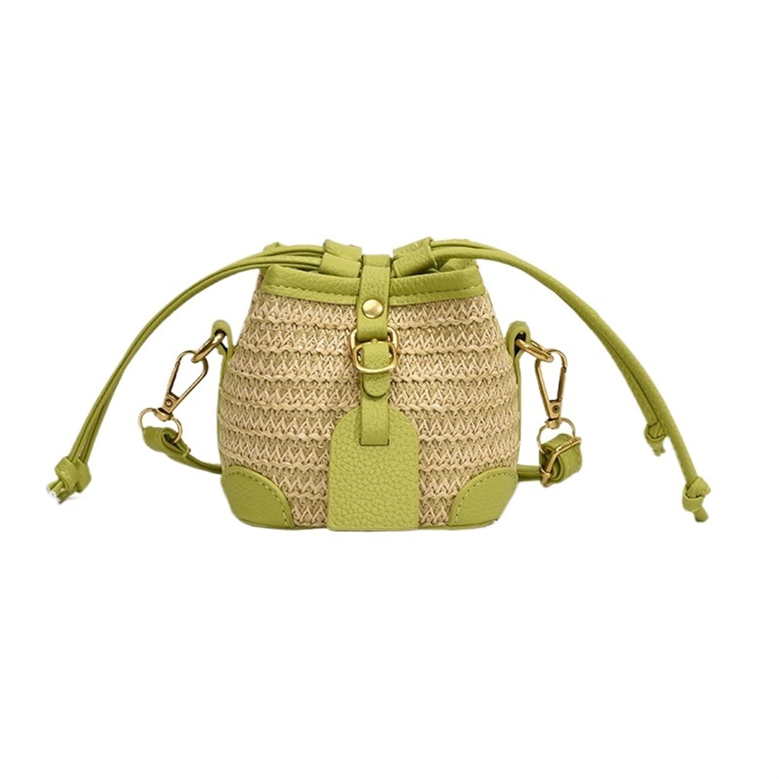 EBZFASO Straw Mini Bucket Bag