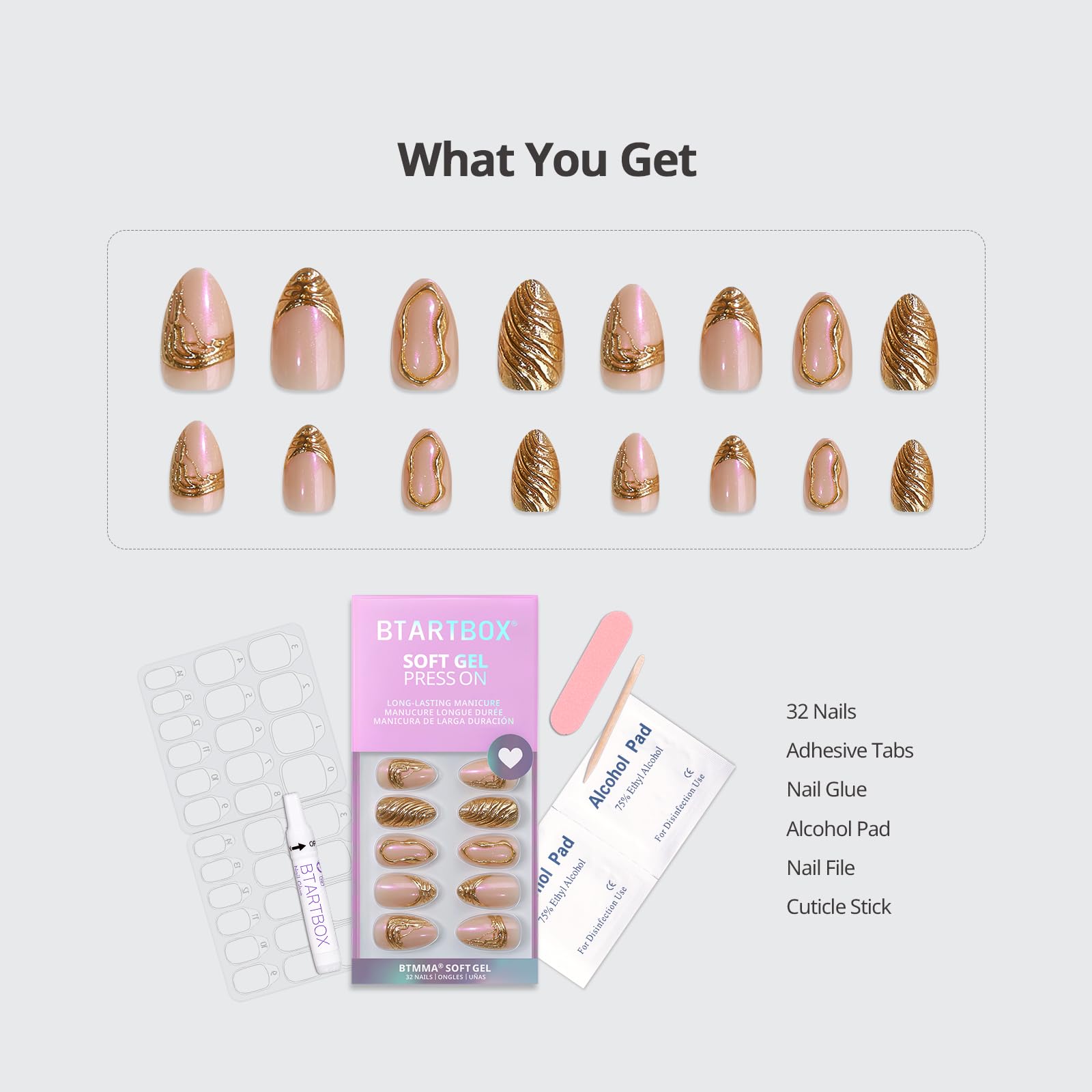 BTArtbox Press On Nails French Tips - 32 Pcs Short Square False Nails With Nail Glue and Adhesive Nail Tabs, No Fade Out Stick On Nails in 16 Sizes, Soft Gel Fake Nail for Women, Classic White — view 93