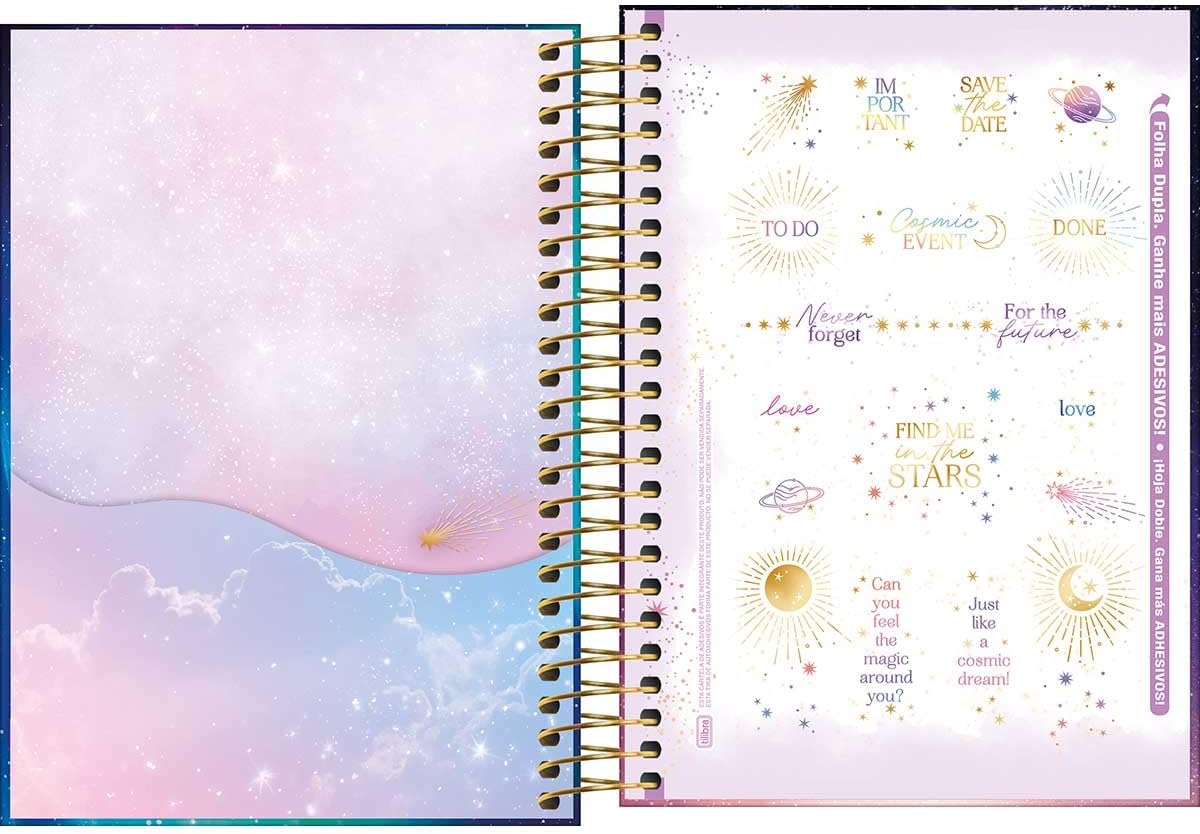 Tilibra - Agenda Espiral Diária 11,7 x 16,4 cm Magic 2026 - Degradê Azul, Rosa e Laranja