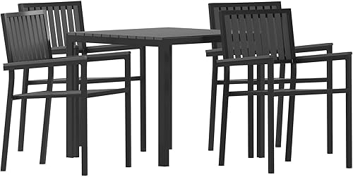Flash Furniture Harris Commercial - Juego de 4 sillas de metal respaldos y asientos mesa cuadrada con parte superior de resina de polietileno 5