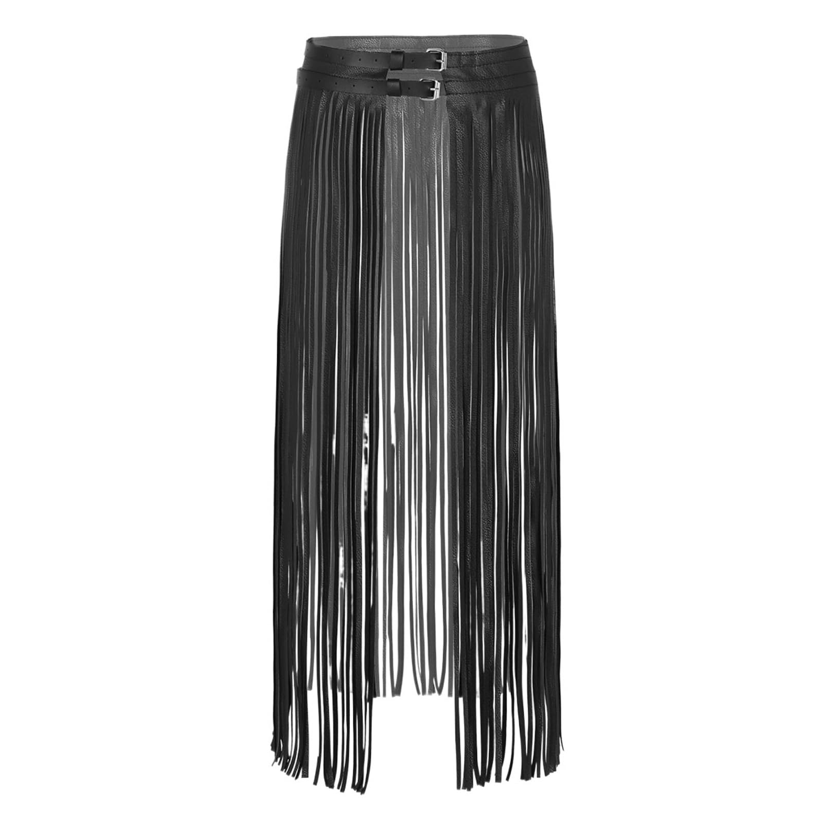 Falda De Cuero para Mujer Faldas largas con Flecos de Piel sintética Primavera Verano para Mujer