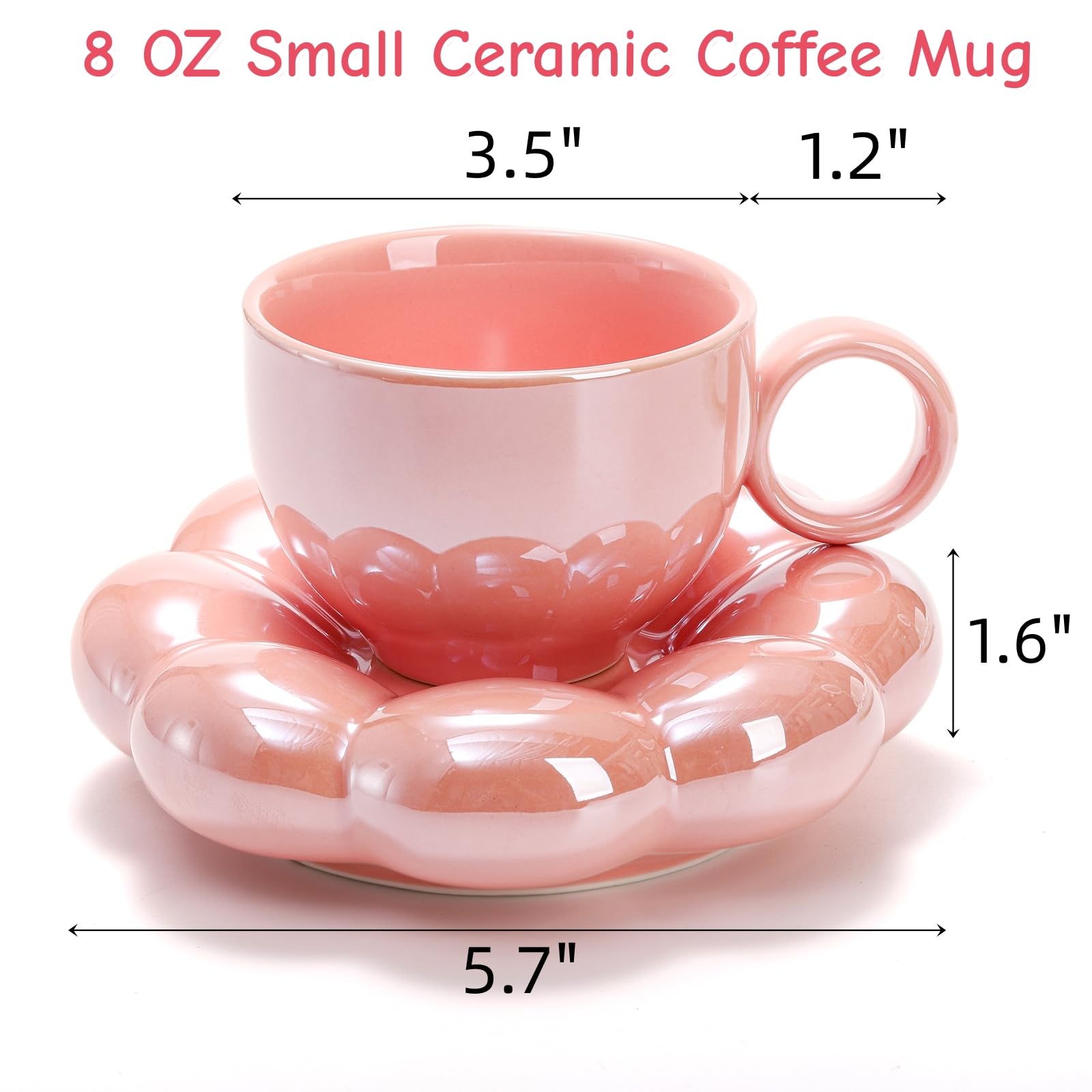 Goaste 2 Pack Ceramic Coffee Mug with Saucer Set, Cute Cloud Mug