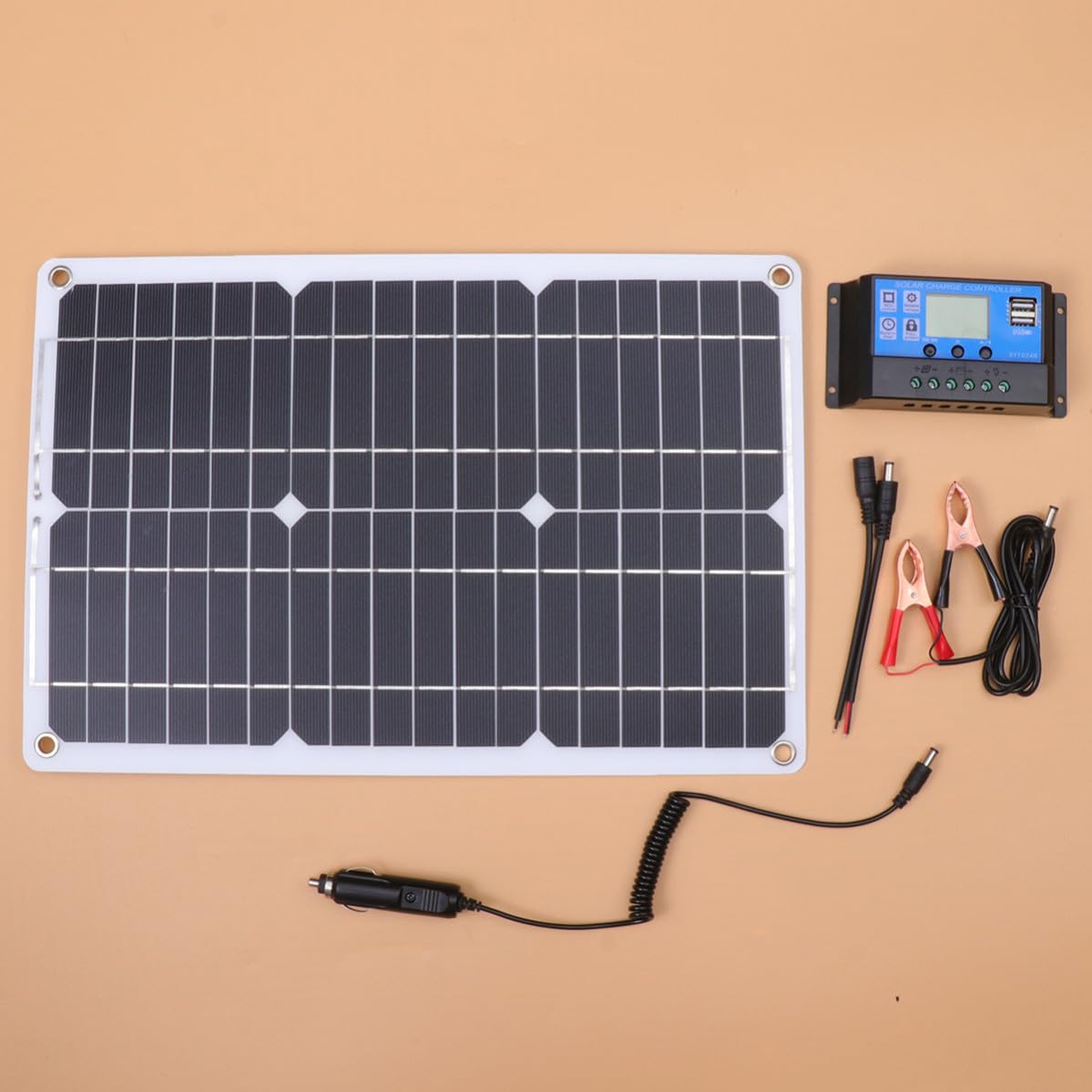 Pannello Solare Monocristallino 18w 5v 12v Nero con Foro