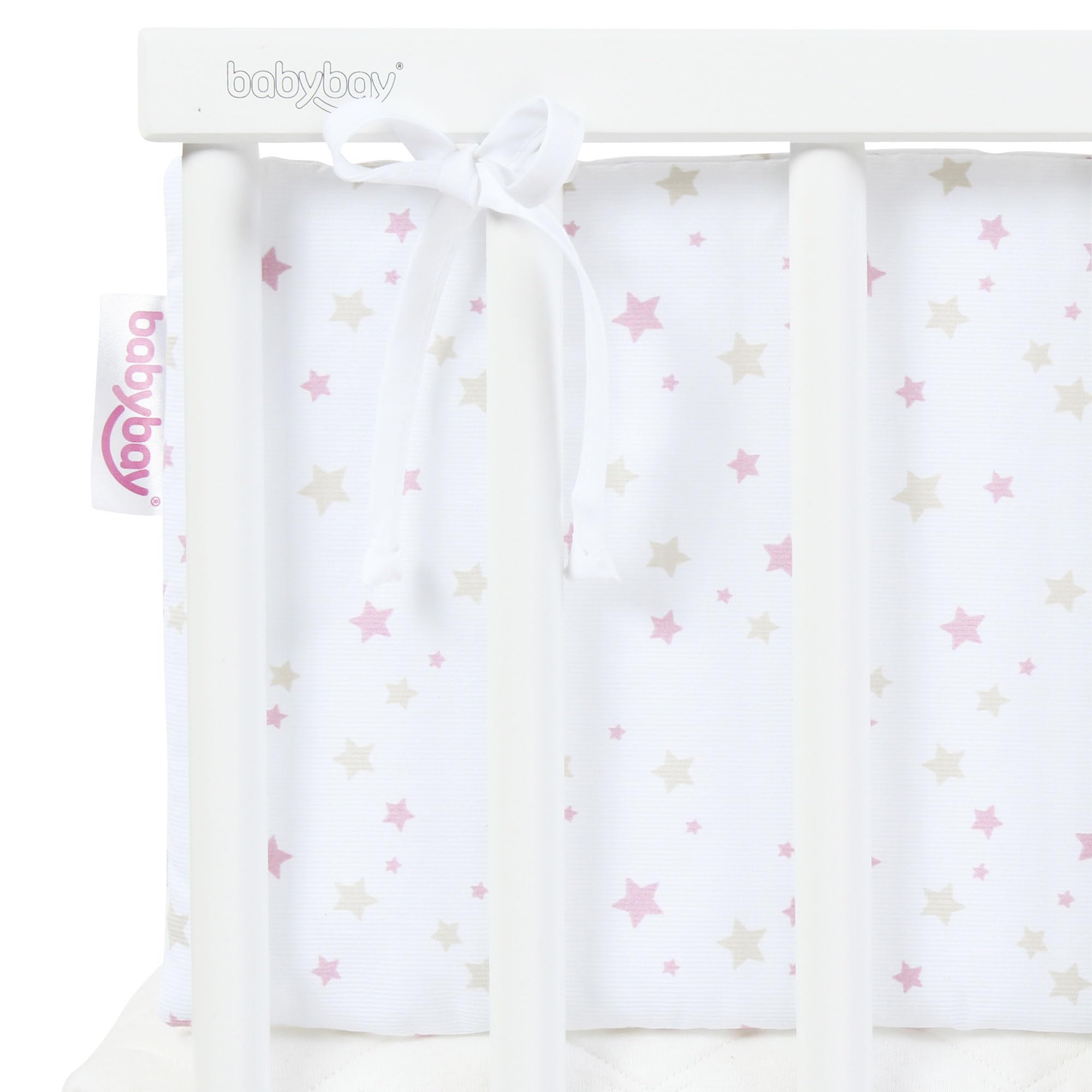 babybay Paracolpi in piqué adatto per modello Boxspring XXL, bianco mix di stelle sabbia/bacca