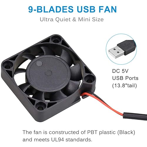 Miniatura 6 de GDSTME - Ventilador USB de 1.575 in para equipo de realidad virtual, acuario, Roku, router, Raspberry Pi, Cosplay, ventilación de enfriamiento de