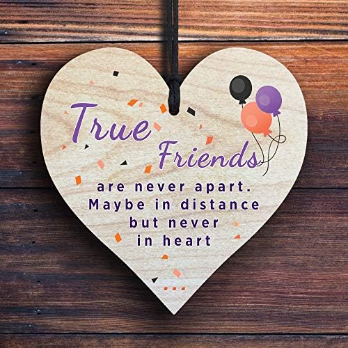 Resmoni True Friends Gift for Best Friendship Miss You Birthday Women, Female, Girls, Special Bestie Small Inspirational Thoughtful Positive Cute Cheer up Motivational Wooden Hanging Heart Plaque