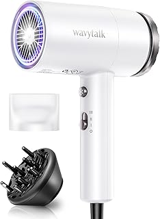 Wavytalk Hair Dryer with Diffuser 1875W Ionic Blow Dryer for Fast Drying with Concentrator Lightweight White.
