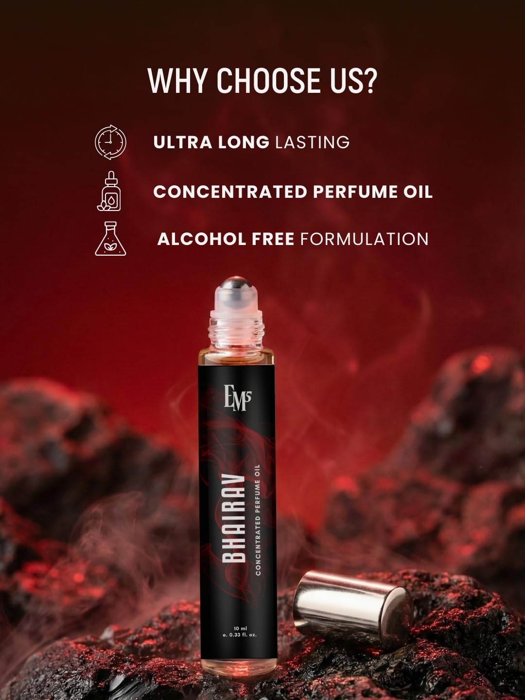 EM5 Bhairav Concentrated Perfume Roll-On for Men | Dark, Animalic, Smoky, Tobacco, Leather & Oud Fragrance | 100% Alcohol Free | Strong & Long Lasting Perfume Roll On | 10 ml 4