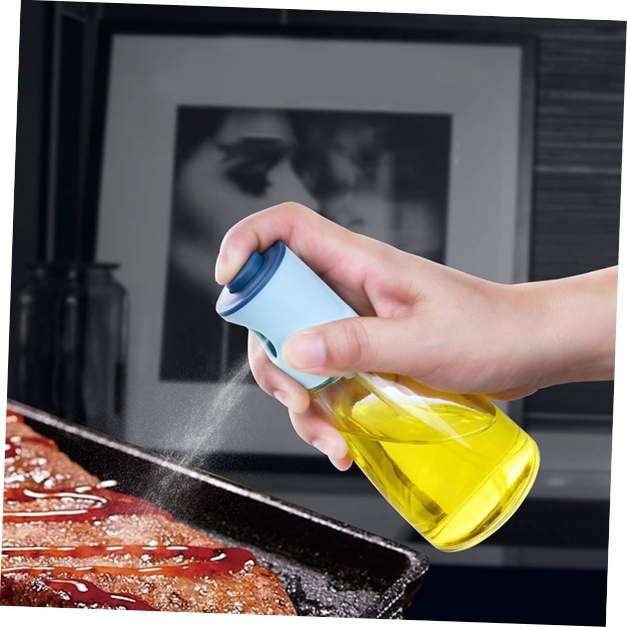 2Pcs Oil Sprayer Glass Bottles Spray Dispenser for Cooking Kitchen Use with Transparent Design and Fine Oil Control Safe Food Grade Materials for Home and Restaurant