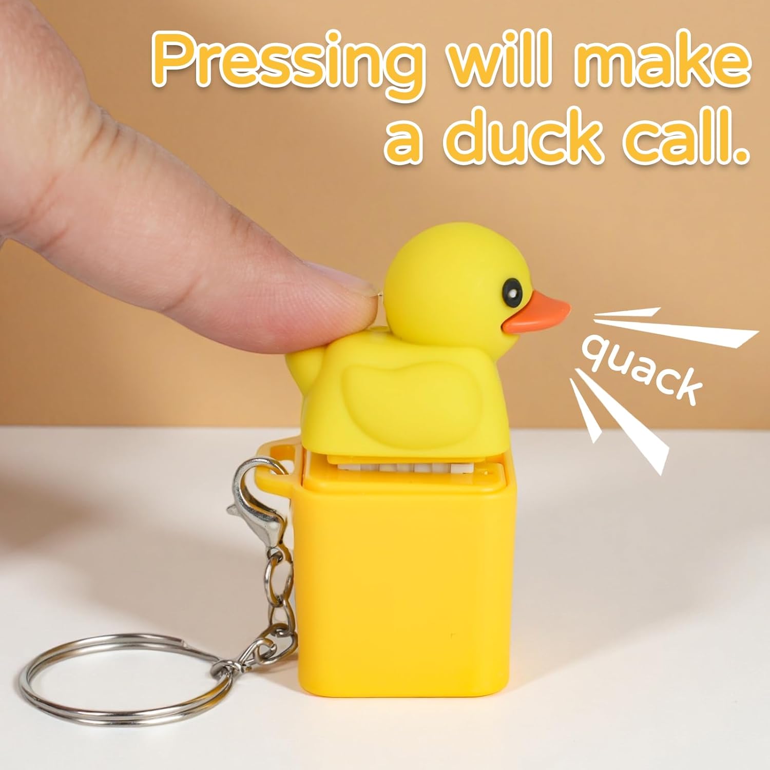 Quacking Duck Keychain Duck Quacking Fidget Toy , Duck Keyboard Keycaps That Quack Stress Reliever with Colorful Lights, Portable and Fun Anxiety Relief Toy