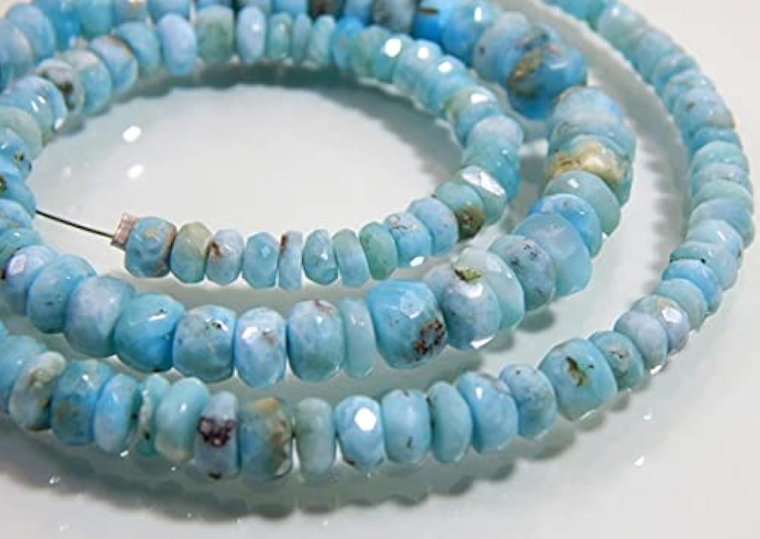 Larimar faceted beads rondelle de qualité supérieure pour joailliers et artisans