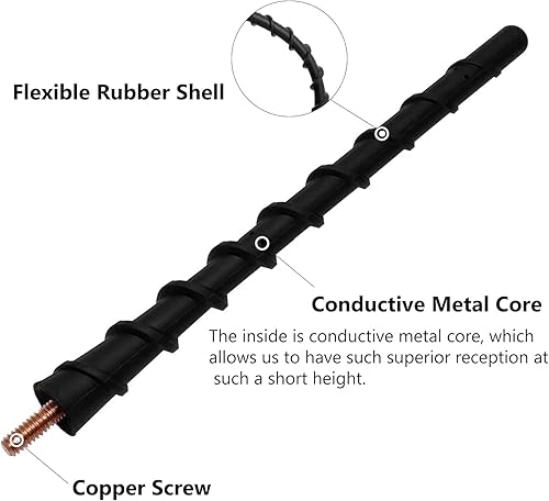 Miniatura 2 de Antena corta para camión compatible con Ford F-150 y F150 2009-2024 y accesorios Bronco 2021-2024  Reemplazo de antena espiral de goma flexible de 7
