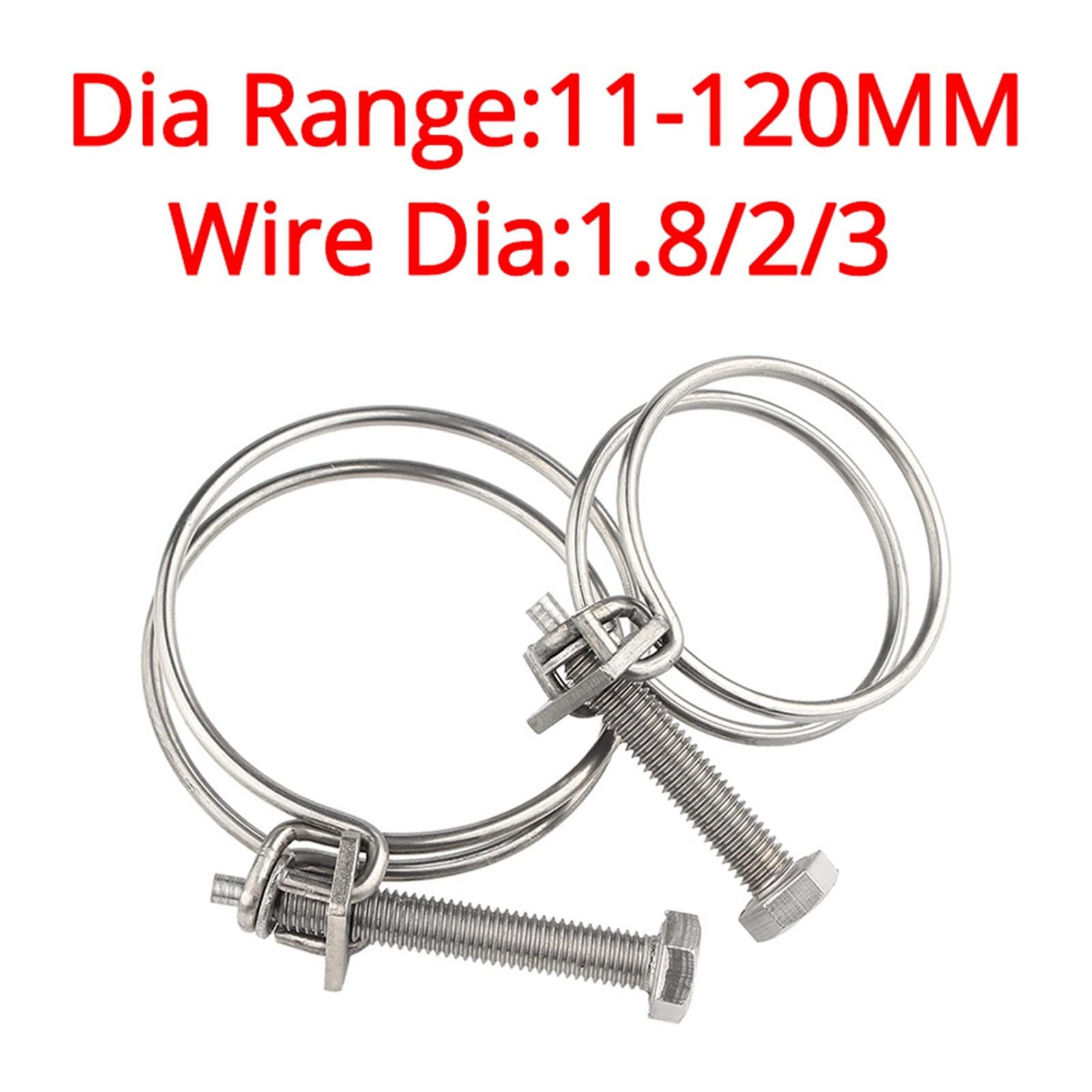 Fascette stringitubo, Morsetti for canalizzazione, Diametro filo 1,8 2 3 Doppio filo Gola Cerchio Tubo Regolare Clip Impianto idraulico Morsetto for tubi Fissaggio in acciaio inossidabile 304 (dimensi