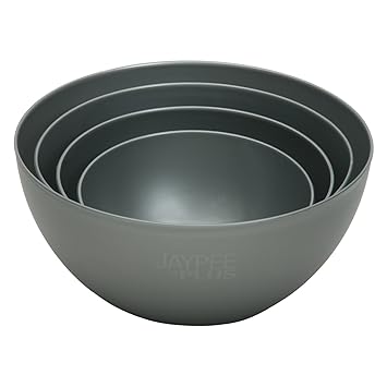 Jaypee Plus, Mixing Bowl,Set of 4 (800+1200+2000+2800) ml Plastic Mixing Bowls for Kitchen, Big Size Bowl Mixing Bowls Sets Food Grade BPA Free Grey