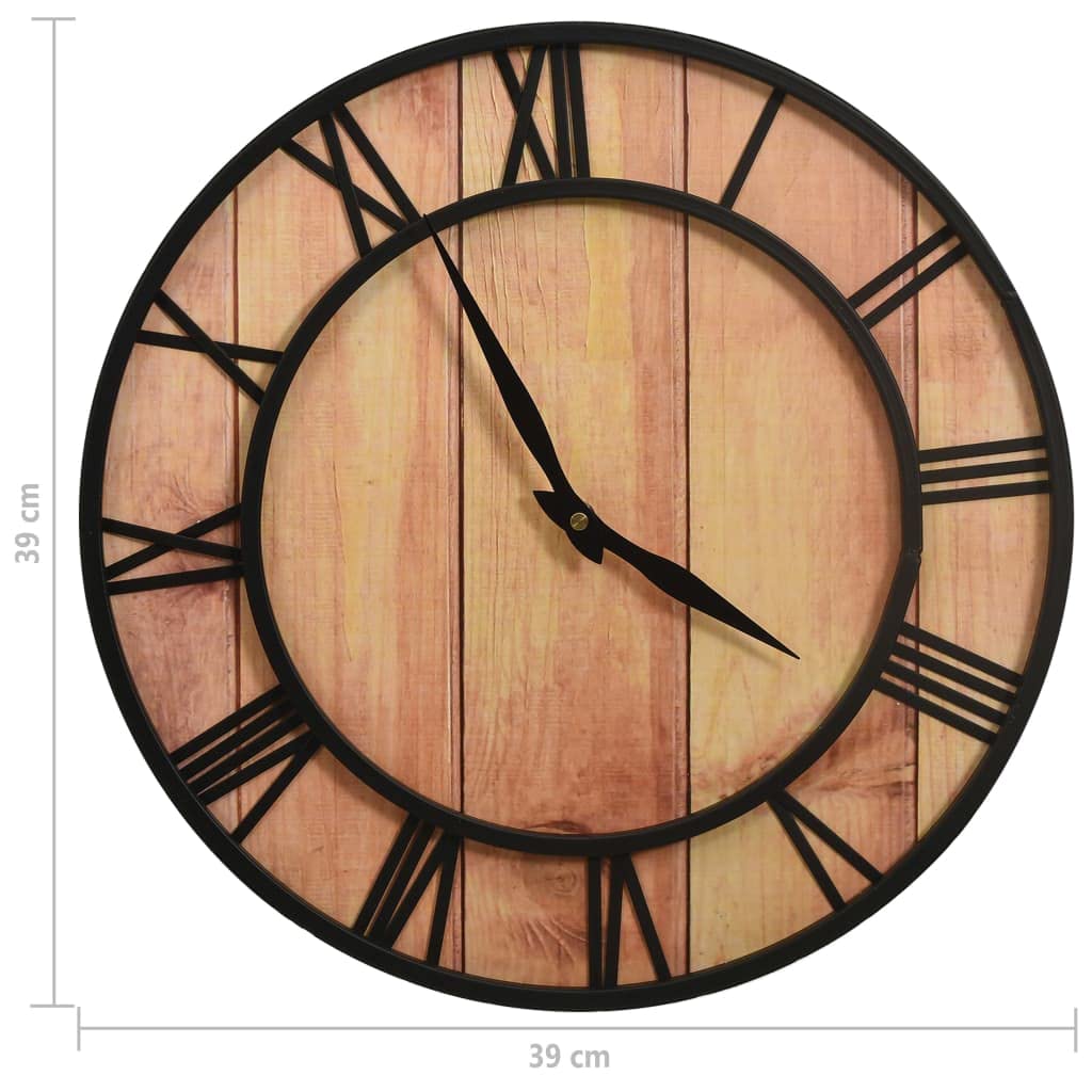 Zegar ścienny 39 cm brązowy i czarny MDF i żelazo