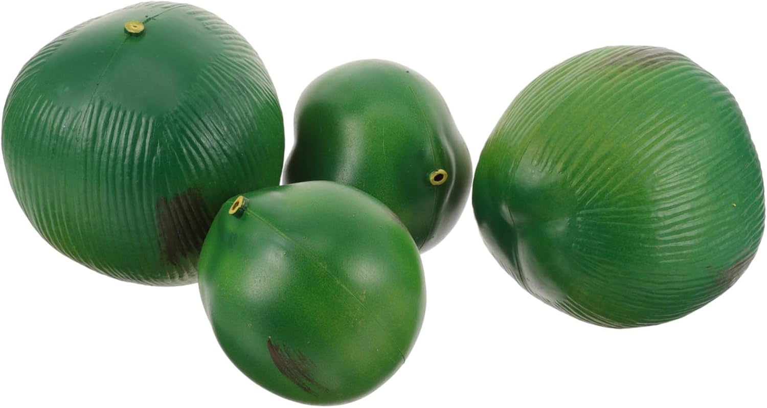 Cabilock 8 Pcs Simulated Coconut Decoration True Shell Lifelike Coconut Fruits Indoor Coconut Fake Fruits Outdoor Tropical Realistic Coconut Decorations Artificial Coconuts Props PVC