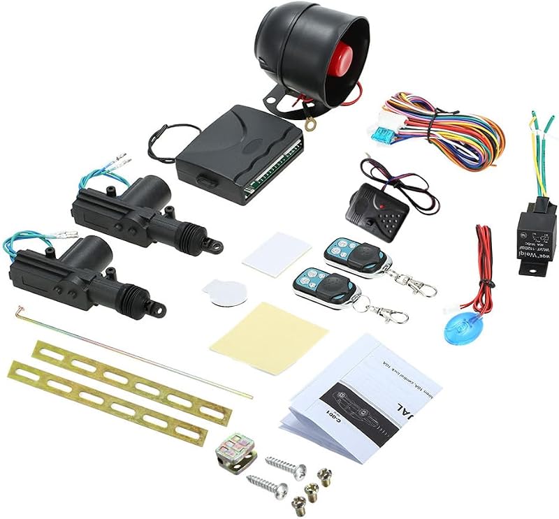 NEW Car Alarm System with 2 Door Remote Central Locking Kit Shock Sensor Immobiliser, Security Antitheft Alarm Systems with Keyless Entry