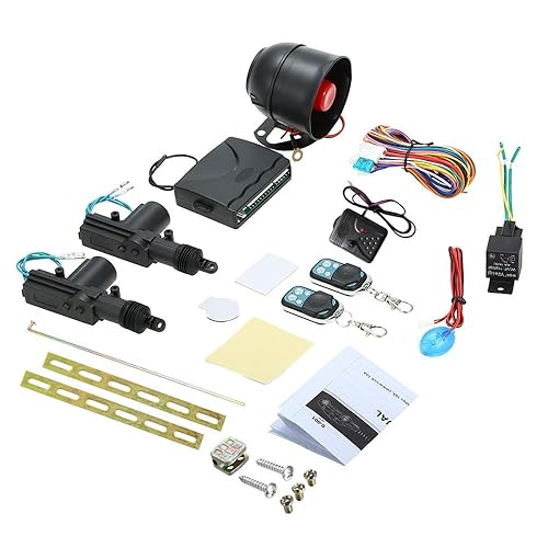 Shkalacar NEW Car Alarm System with 2 Door Remote Central Locking Kit Shock Sensor Immobiliser, Security Antitheft Alarm Systems with Keyless Entry
