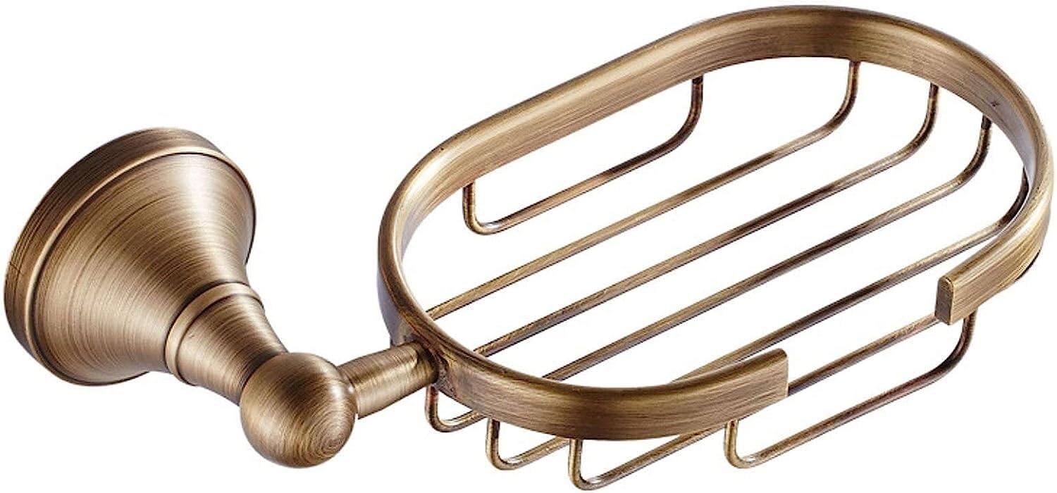 Jabonera de Pared, jabonera, jabonera Antigua for Pared de Ducha, jabonera de latón Cepillado con Plato de cerámica, jabonera montada en la Pared for baño, Cocina, jabonera, Color Bronce