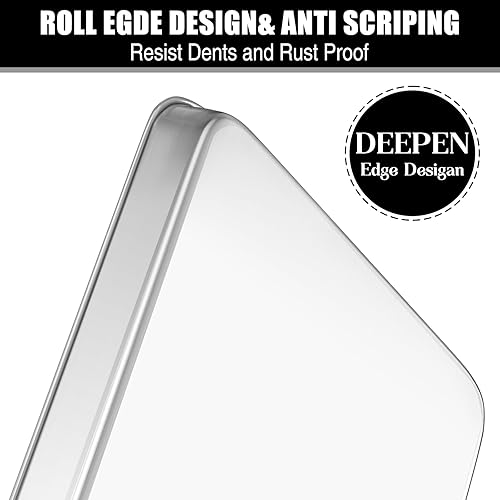 Miniatura 2 de Umite Chef - Juego de 2 bandejas para hornear de acero inoxidable, bandeja profesional de 18 pulgadas, no tóxica y saludable, acabado espejo y libre