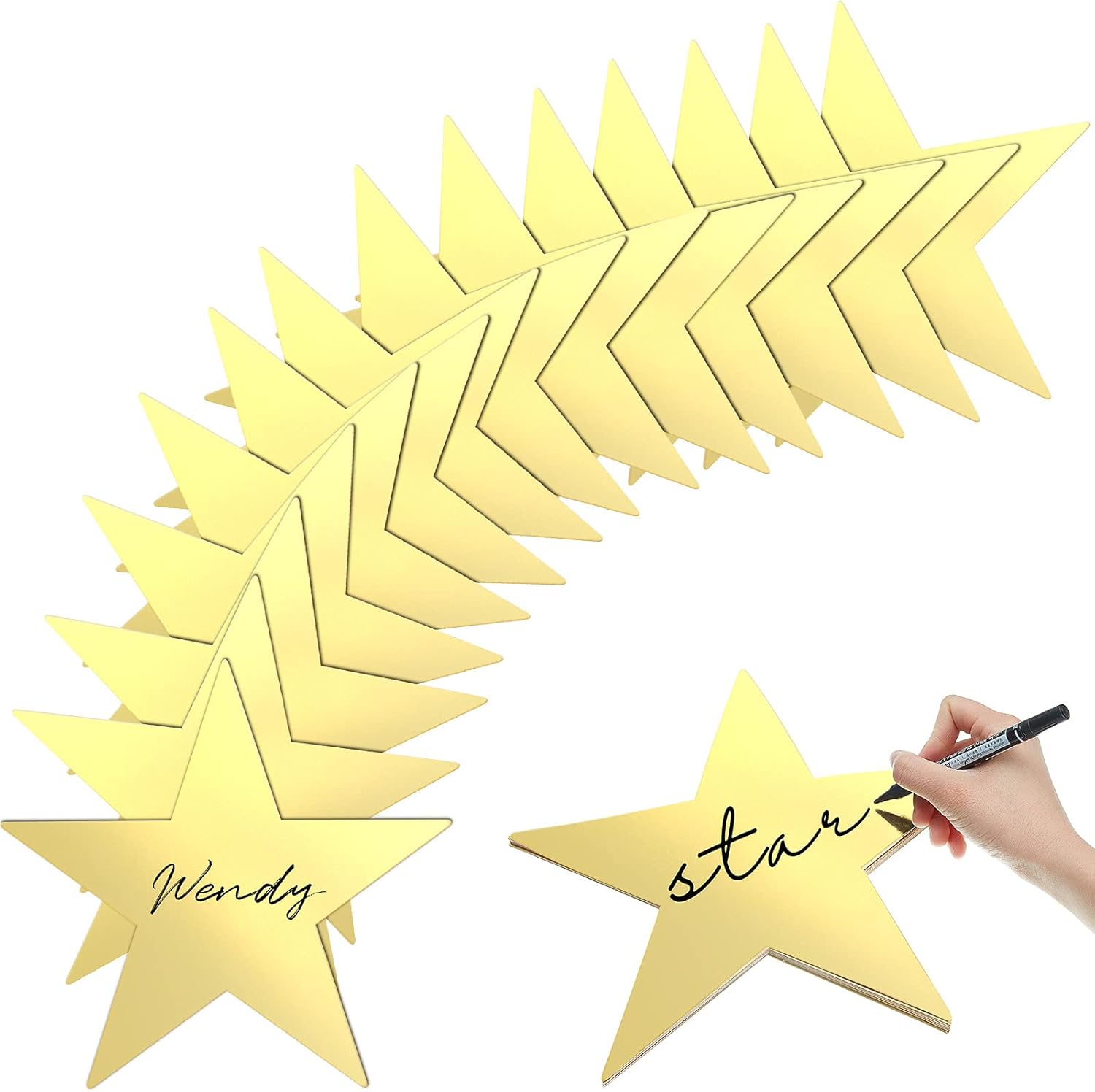 Outus 120 Pieces 11 Inch Large Gold Stars Cutouts Gold Stars Decoration Double Printed Paper Stars for Wedding Bulletin Board Decoration Classroom Wall Party Decoration Graduation Party Decoration