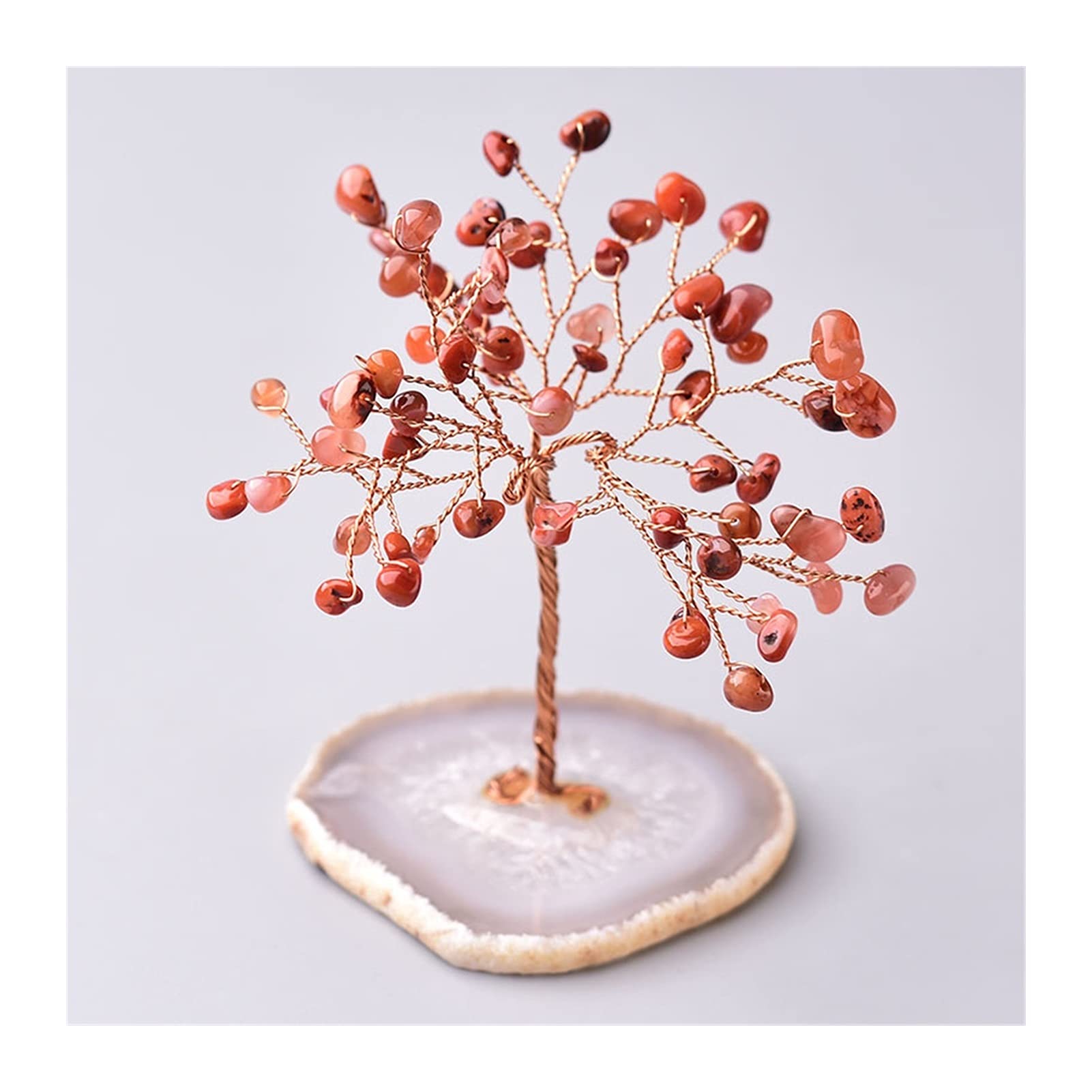 HCZKIUJY Luck and Wealth Crystal Tree Natural Crystal Tree Amethyst Rose Quartz Aquamarine Lucky Tree Decoration Agate Slices Mineral Stone Home Decor Chakra Money Tree (C)