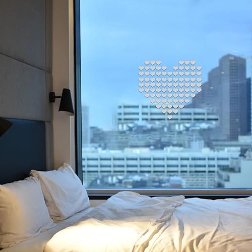 Miniatura 7 de DOITOOL 100pcs acrílico espejo pared pegatinas 3D en forma de corazón espejo pegatinas desprendibles auto-adhesivos espejo azulejos para el hogar