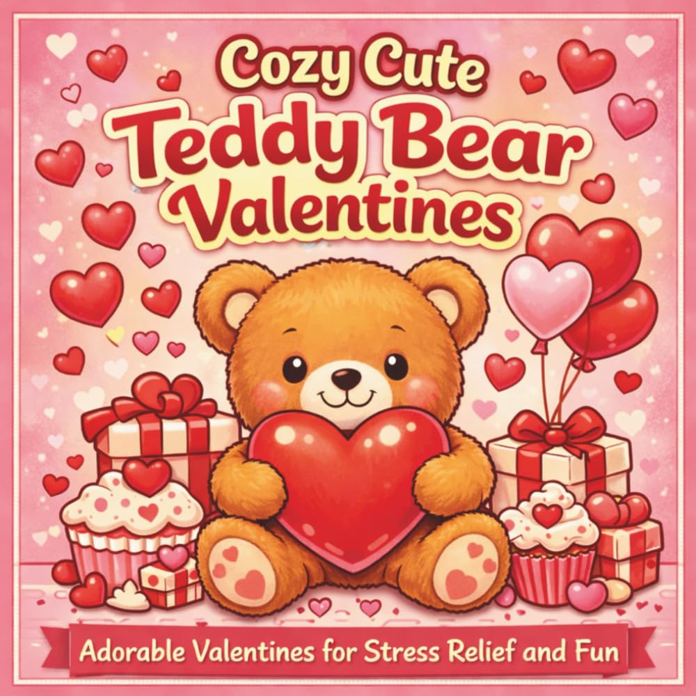 Cozy Cute Teddy Bear Valentines: Adorable Valentines Coloring Book For Stress Relief And Fun