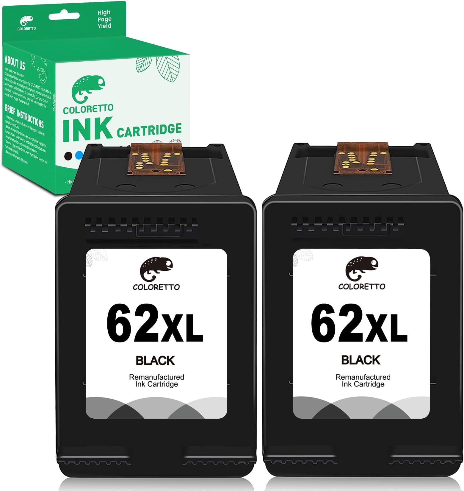 COLORETTO 62XL Black Ink for HP Envy 7640 Printer Ink Cartridges 5660 ...