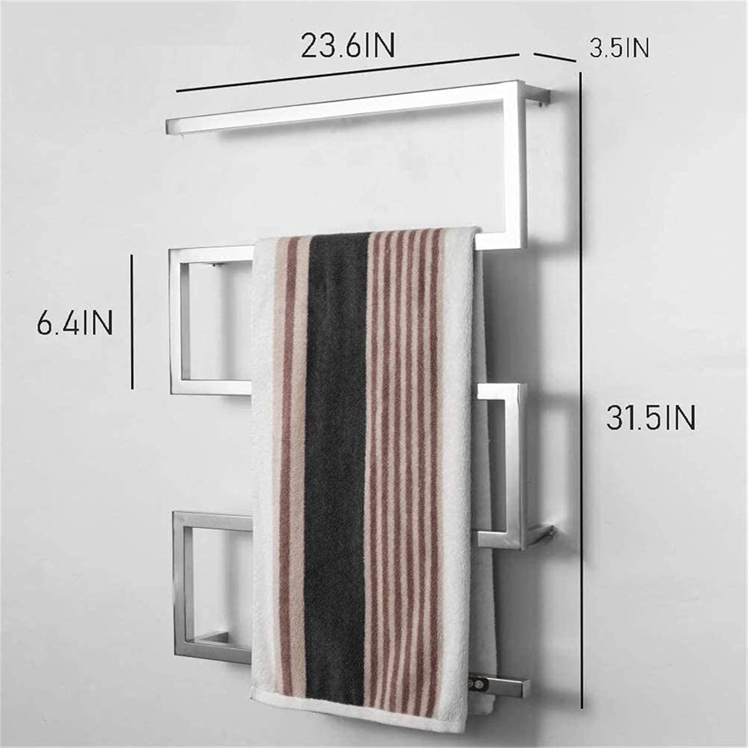 Heated Towel Rail Rails Towel Warmer Towel Warmer Heated Drying Rack with Built-in Timer Wall Mounted Electric Heated Towel Drying Rack for Bathroom Home Hotel 304 Stainless Stee