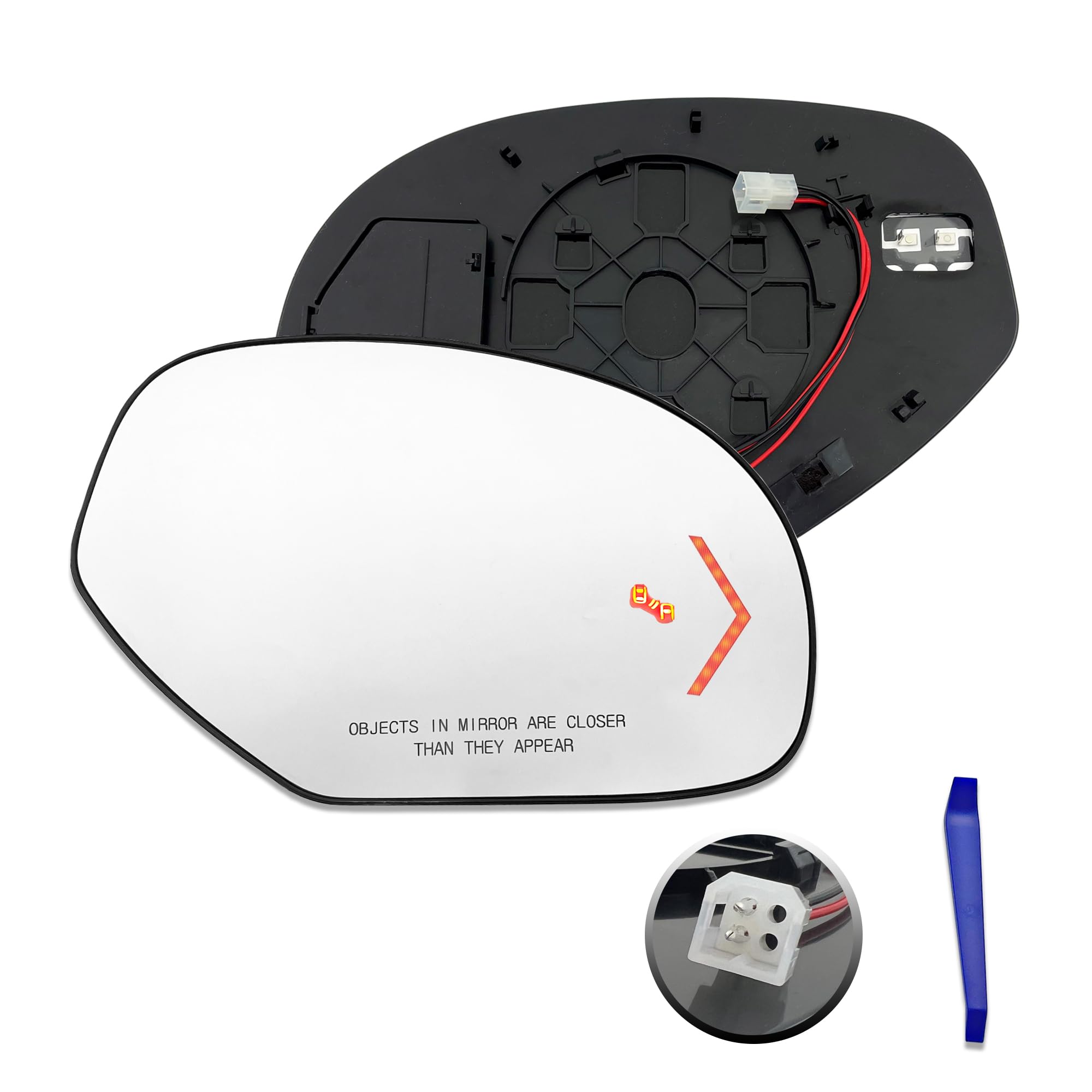 Ouchebang right Passenger Side Replacement Mirror Glass for 2009-2014 Cadillac,GMC,Chevy, Escalade,Yukon,Tahoe vehicles,Blind Spot Detection,w/o Auto