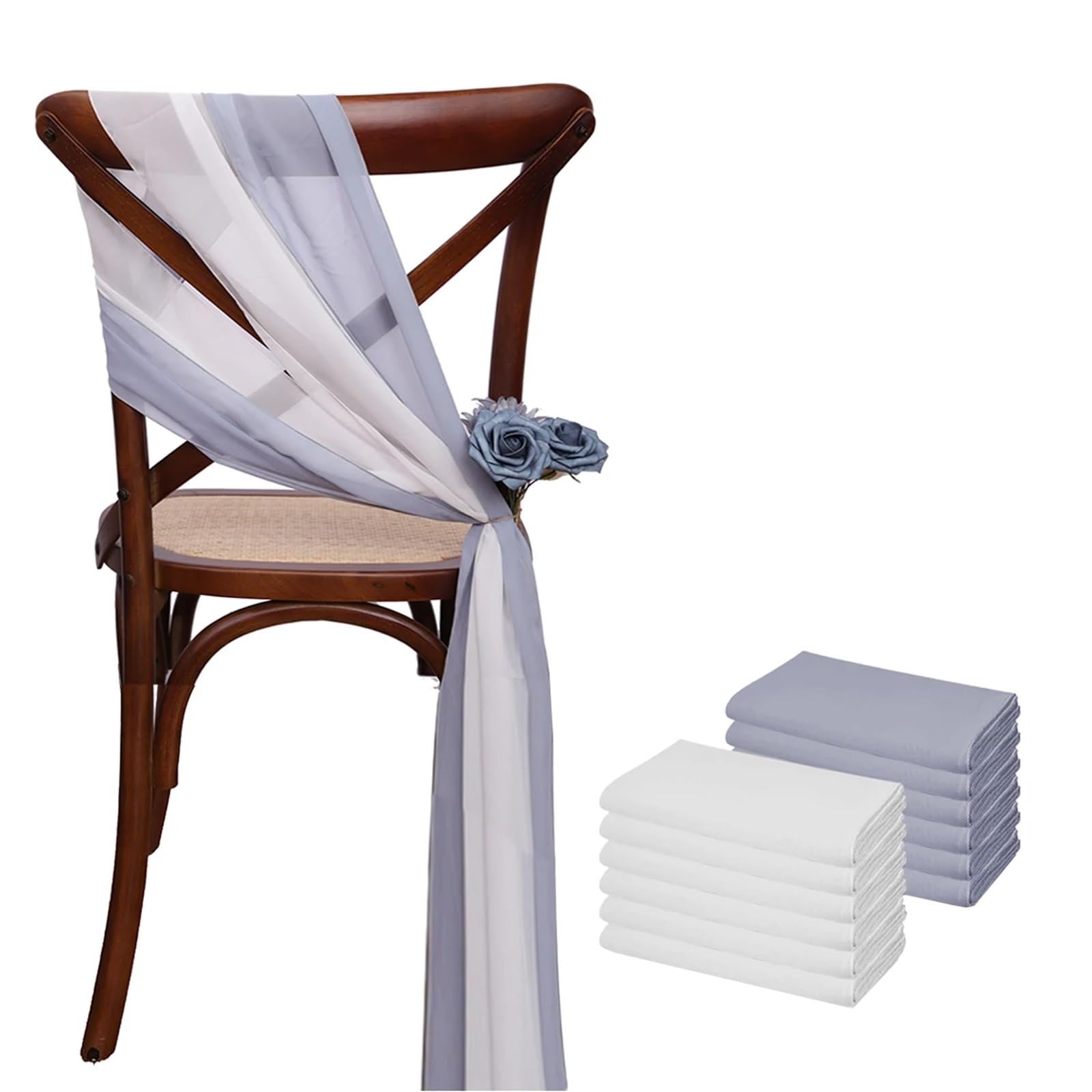 RRYPBOVG Chair Ribbon 17x275cm Sage Green Chiffon Chair Sashes Wedding Covers Ribbon Party Aisle Decor(Color 2,38PCS)