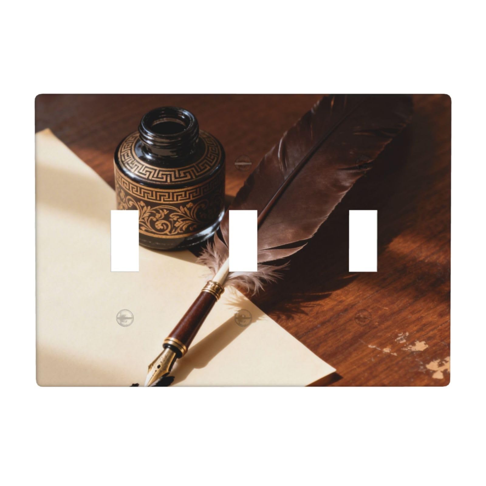 Ink Bottle 3 Gang Switch Plate Cover-Unbreakable Polycarbonate Wall Plate, Heat Resistant Toggle Switch Decor for Home