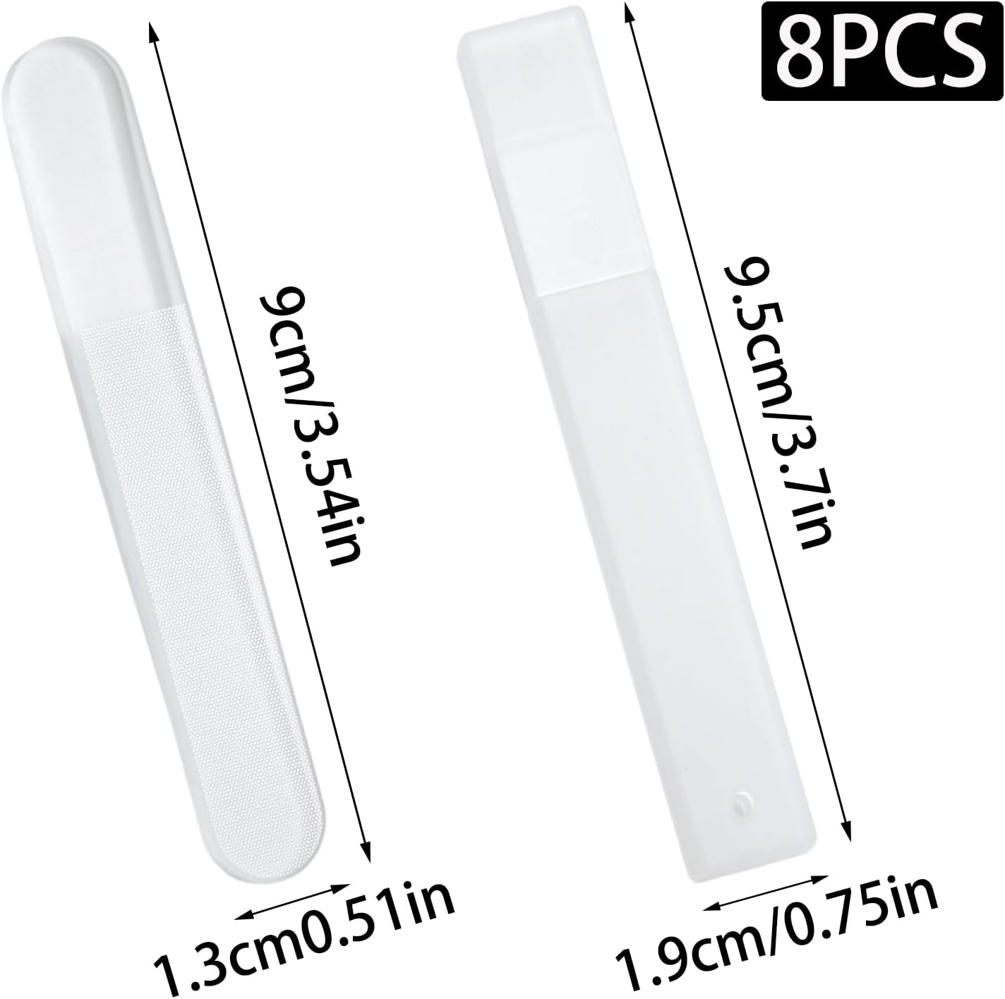 8 Pcs Round Tips Glass Nano Nail File Set with Case